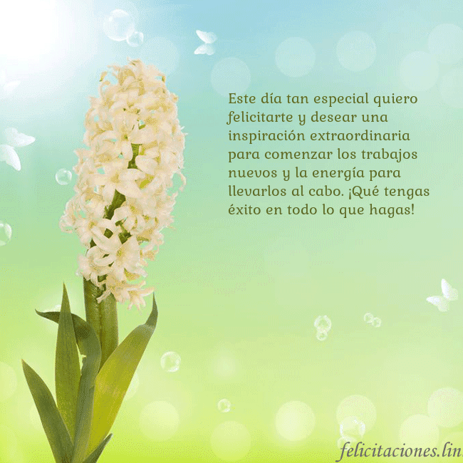 Tarjeta con jacinto Este día tan especial quiero felicitarte y desear Tarjeta con jacinto