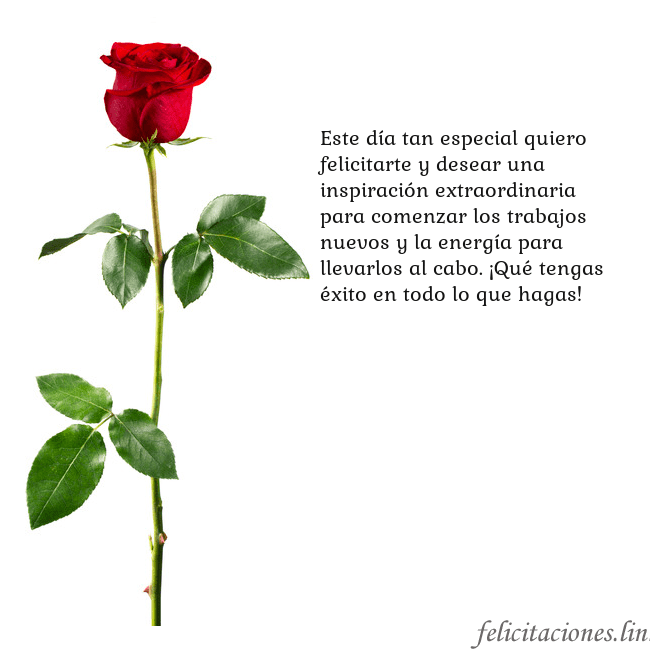Tarjeta con una rosa roja Este día tan especial quiero felicitarte y desear Tarjeta con una rosa roja