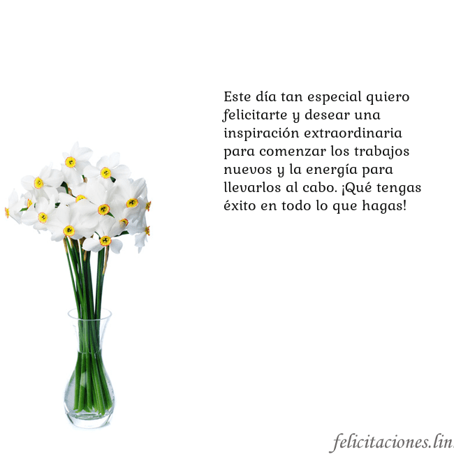 Tarjeta con narcisos Este día tan especial quiero felicitarte y desear Tarjeta con narcisos