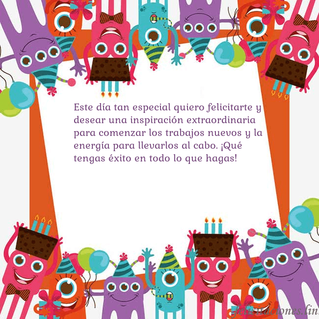 Tarjeta con monstruos Este día tan especial quiero felicitarte y desear Tarjeta con monstruos