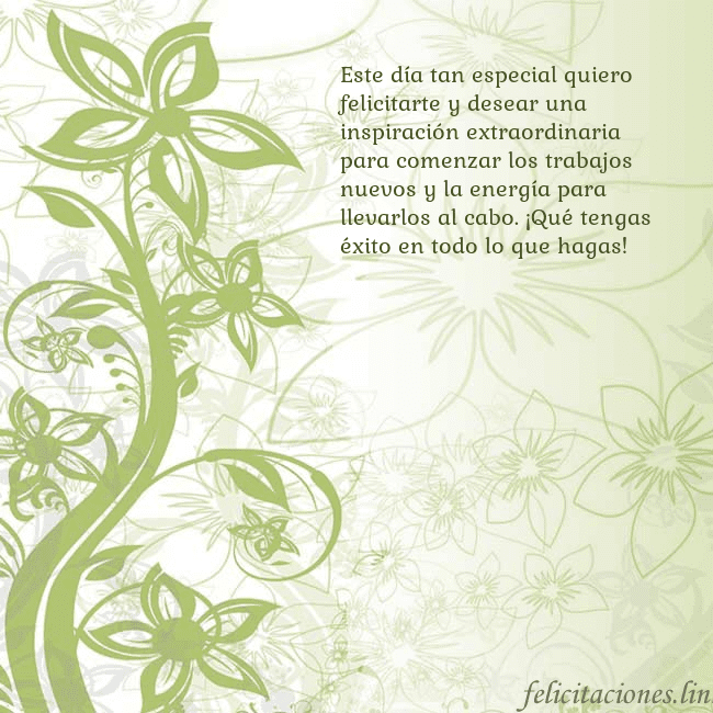 Tarjeta de cumpleaños con flores pintadas de verde Este día tan especial quiero felicitarte y desear Tarjeta de cumpleaños con flores pintadas de verde