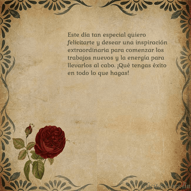 Postal vintage con una rosa Este día tan especial quiero felicitarte y desear Postal vintage con una rosa