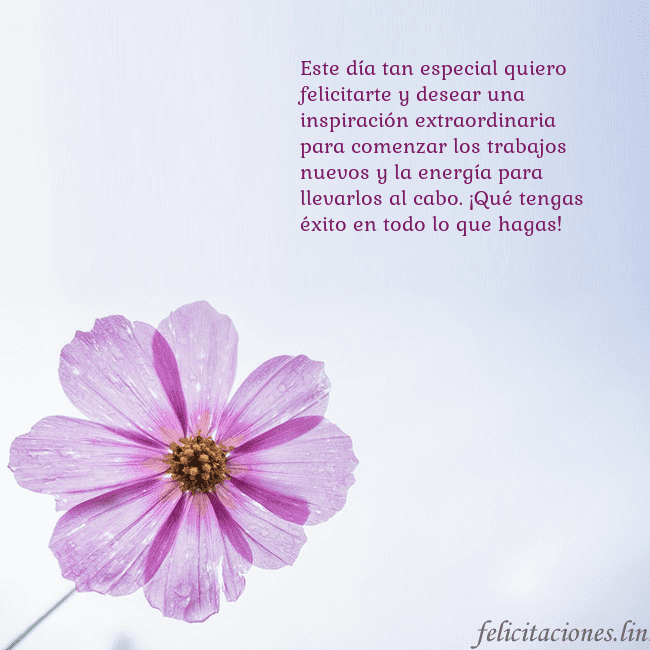 Tarjeta electrónica con flor morada Este día tan especial quiero felicitarte y desear Tarjeta electrónica con flor morada