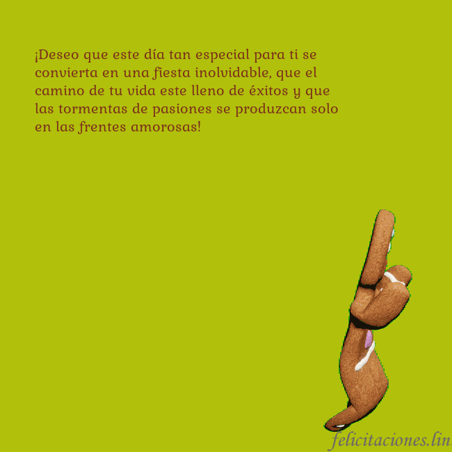 Postal electrónica animada con pan de jengibre bailando