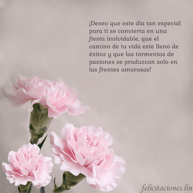 Tarjeta de cumpleaños con claveles rosas ¡Deseo que este día tan especial para ti se convie Tarjeta de cumpleaños con claveles rosas