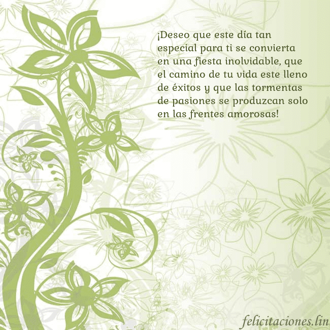Tarjeta de cumpleaños con flores pintadas de verde ¡Deseo que este día tan especial para ti se convie Tarjeta de cumpleaños con flores pintadas de verde