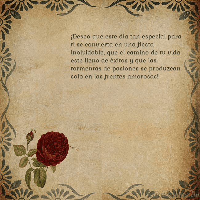 Postal vintage con una rosa ¡Deseo que este día tan especial para ti se convie Postal vintage con una rosa