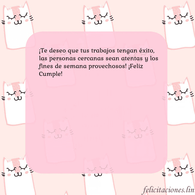 Tarjeta de cumpleaños rosa con gatos divertidos ¡Te deseo que tus trabajos tengan éxito, las perso Tarjeta de cumpleaños rosa con gatos divertidos