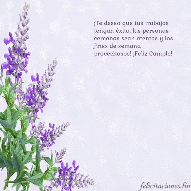Tarjeta de cumpleaños con altramuces azules ¡Te deseo que tus trabajos tengan éxito, las perso Tarjeta de cumpleaños con altramuces azules