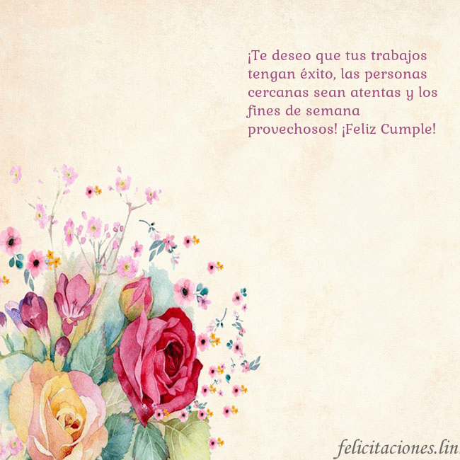 Tarjeta de cumpleaños con rosas pintadas en acuarela ¡Te deseo que tus trabajos tengan éxito, las perso Tarjeta de cumpleaños con rosas pintadas en acuarela