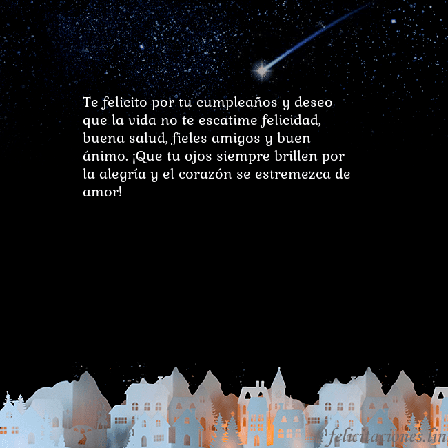 Tarjeta negra con un cometa Te felicito por tu cumpleaños y deseo que la vida Tarjeta negra con un cometa