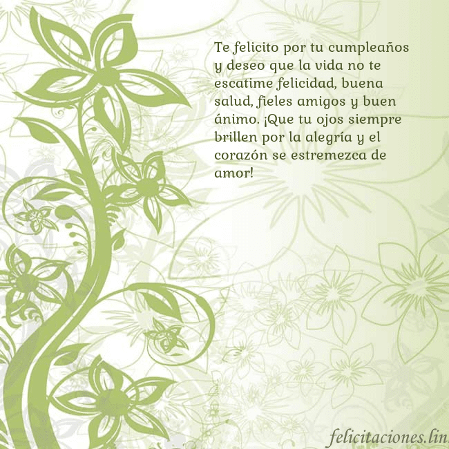 Tarjeta de cumpleaños con flores pintadas de verde Te felicito por tu cumpleaños y deseo que la vida Tarjeta de cumpleaños con flores pintadas de verde