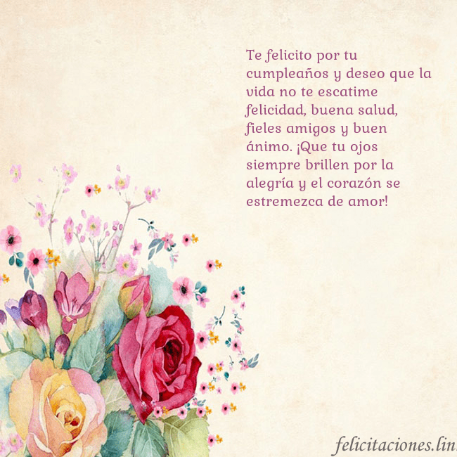 Tarjeta de cumpleaños con rosas pintadas en acuarela Te felicito por tu cumpleaños y deseo que la vida Tarjeta de cumpleaños con rosas pintadas en acuarela