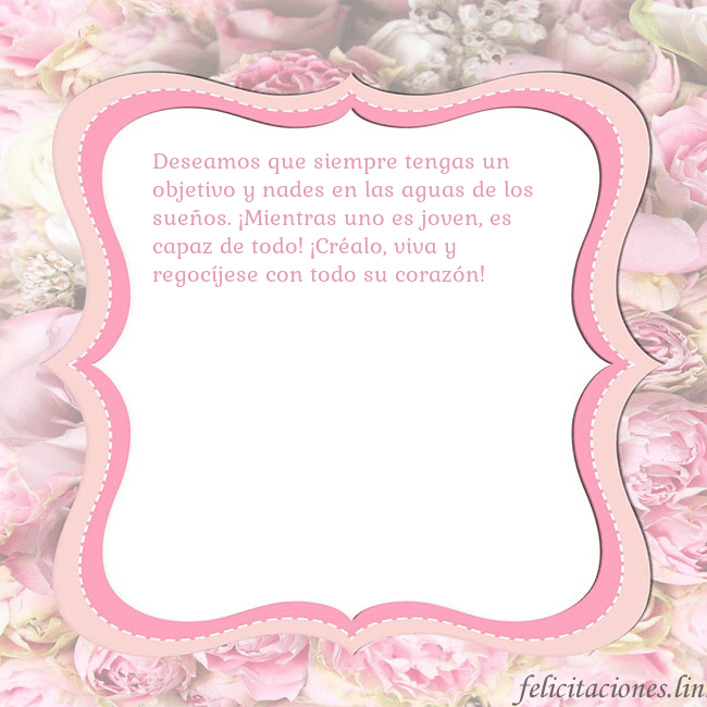 Tarjeta de cumpleaños - marco rosa Deseamos que siempre tengas un objetivo y nades en Tarjeta de cumpleaños - marco rosa