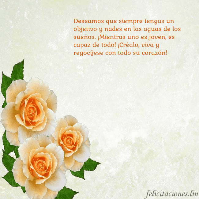 Tarjeta de cumpleaños con rosas amarillas Deseamos que siempre tengas un objetivo y nades en Tarjeta de cumpleaños con rosas amarillas