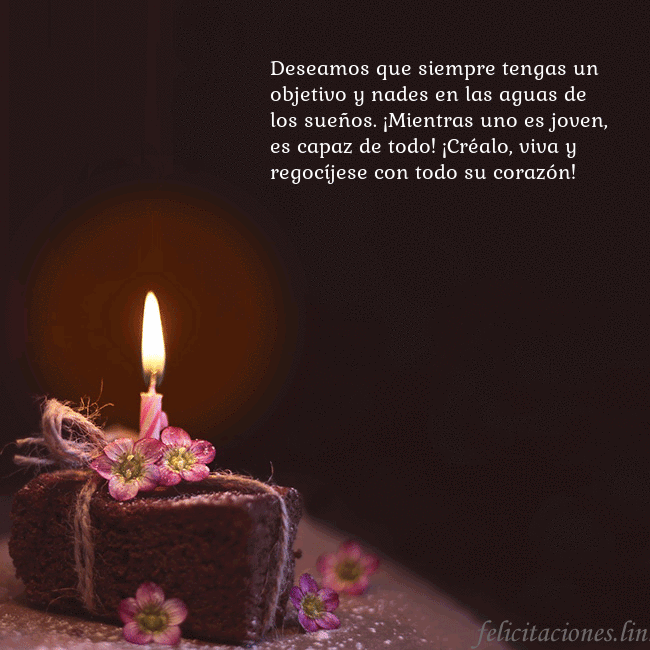 Postal animada: un pastel con una vela encendida Deseamos que siempre tengas un objetivo y nades en Postal animada: un pastel con una vela encendida