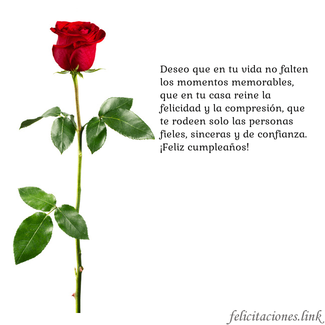 Tarjeta con una rosa roja Deseo que en tu vida no falten los momentos memora Tarjeta con una rosa roja