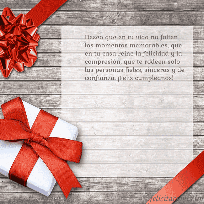 Tarjeta de cumpleaños con un regalo de cumpleaños Deseo que en tu vida no falten los momentos memora Tarjeta de cumpleaños con un regalo de cumpleaños