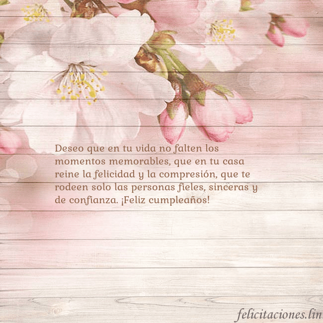 Tarjeta de cumpleaños con flores de manzana Deseo que en tu vida no falten los momentos memora Tarjeta de cumpleaños con flores de manzana