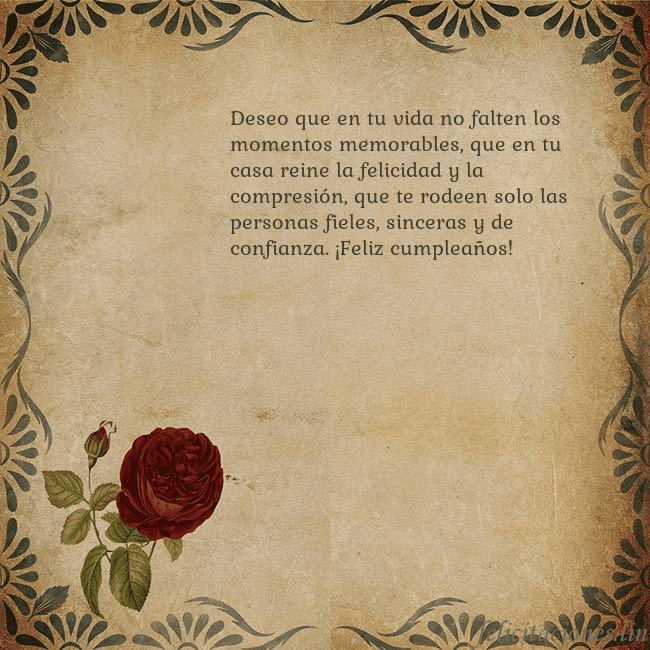 Postal vintage con una rosa Deseo que en tu vida no falten los momentos memora Postal vintage con una rosa