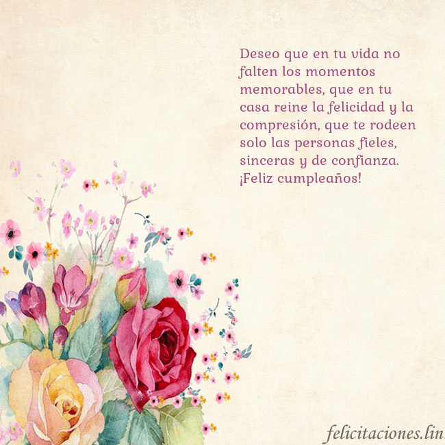 Tarjeta de cumpleaños con rosas pintadas en acuarela Deseo que en tu vida no falten los momentos memora Tarjeta de cumpleaños con rosas pintadas en acuarela