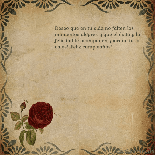 Postal vintage con una rosa Deseo que en tu vida no falten los momentos alegre Postal vintage con una rosa