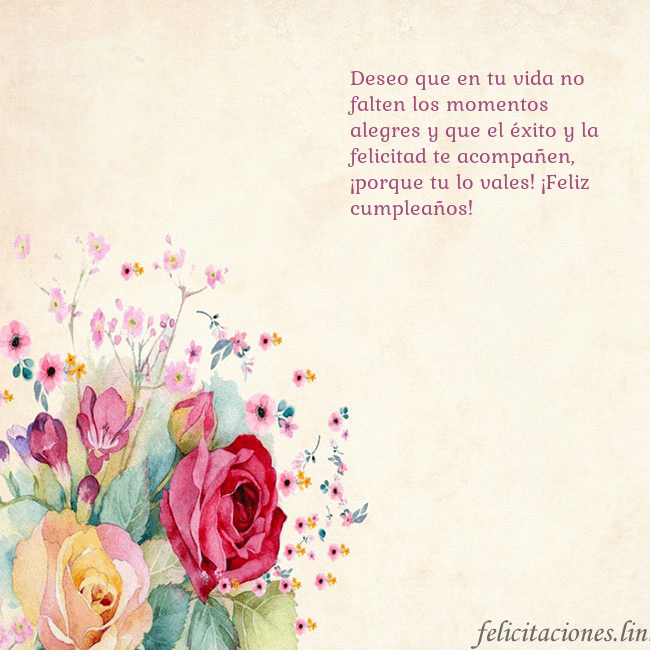 Tarjeta de cumpleaños con rosas pintadas en acuarela Deseo que en tu vida no falten los momentos alegre Tarjeta de cumpleaños con rosas pintadas en acuarela