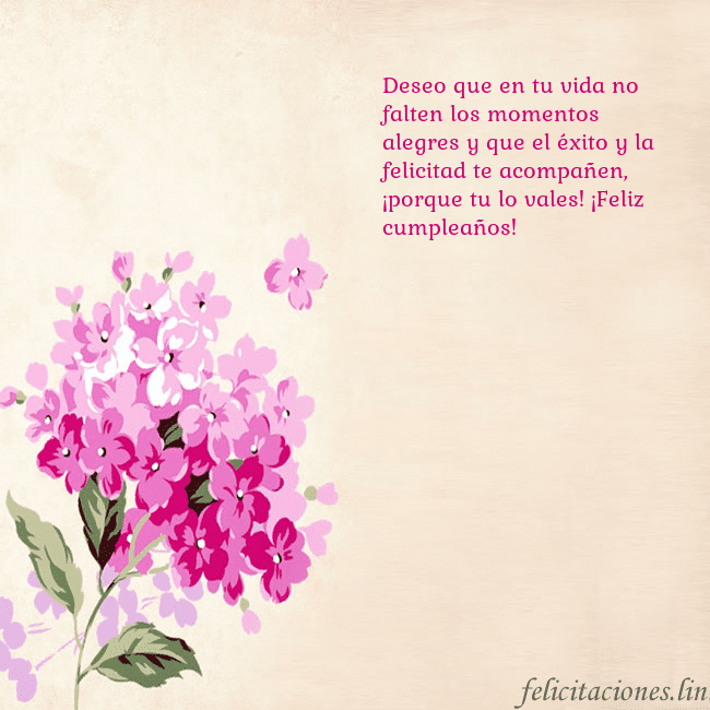 Tarjeta de cumpleaños con hortensias pintadas Deseo que en tu vida no falten los momentos alegre Tarjeta de cumpleaños con hortensias pintadas