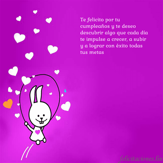 Tarjeta de cumpleaños con un gracioso conejito Te felicito por tu cumpleaños y te deseo descubrir Tarjeta de cumpleaños con un gracioso conejito