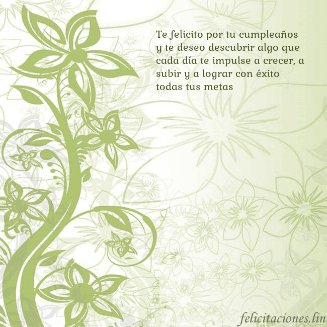 Tarjeta de cumpleaños con flores pintadas de verde Te felicito por tu cumpleaños y te deseo descubrir Tarjeta de cumpleaños con flores pintadas de verde