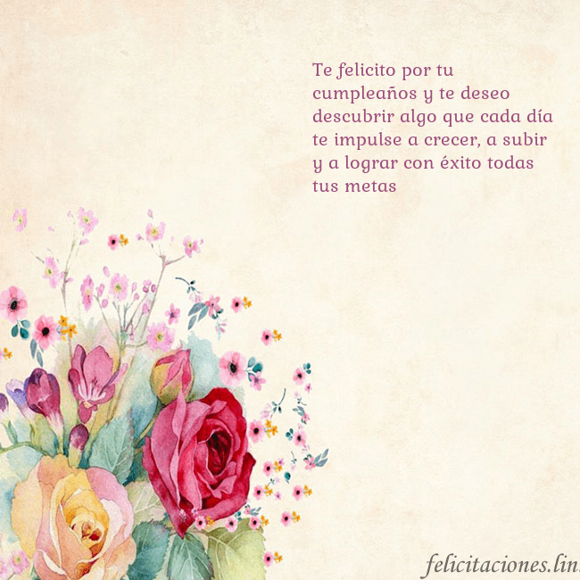 Tarjeta de cumpleaños con rosas pintadas en acuarela Te felicito por tu cumpleaños y te deseo descubrir Tarjeta de cumpleaños con rosas pintadas en acuarela