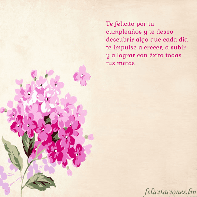 Tarjeta de cumpleaños con hortensias pintadas Te felicito por tu cumpleaños y te deseo descubrir Tarjeta de cumpleaños con hortensias pintadas