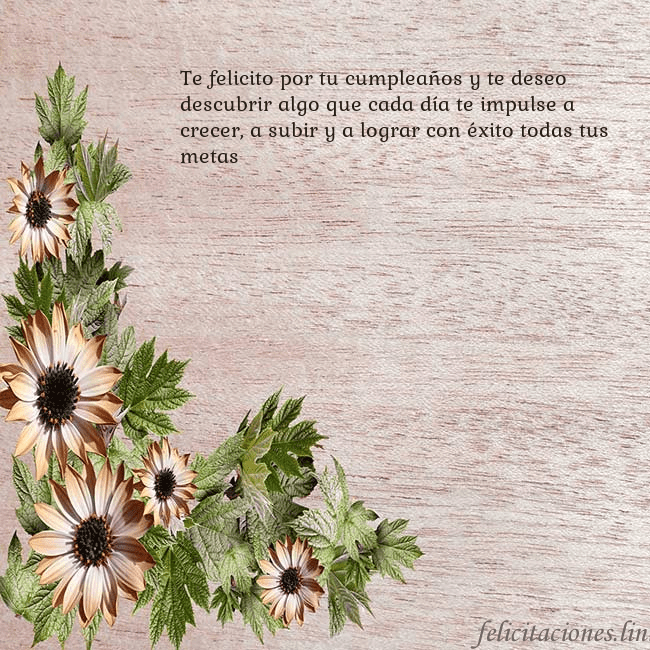 Tarjeta de cumpleaños con flores marrones Te felicito por tu cumpleaños y te deseo descubrir Tarjeta de cumpleaños con flores marrones