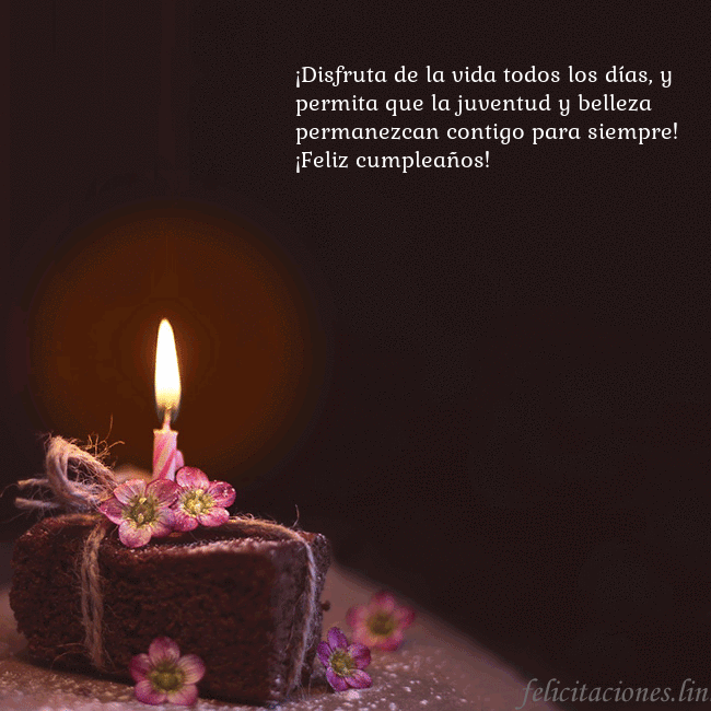 Postal animada: un pastel con una vela encendida ¡Disfruta de la vida todos los días, y permita que Postal animada: un pastel con una vela encendida