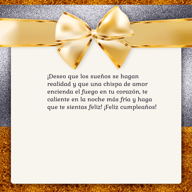 Tarjeta con una gran cinta dorada ¡Deseo que los sueños se hagan realidad y que una Tarjeta con una gran cinta dorada