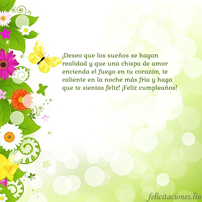 Tarjeta con flores y mariposas ¡Deseo que los sueños se hagan realidad y que una Tarjeta con flores y mariposas