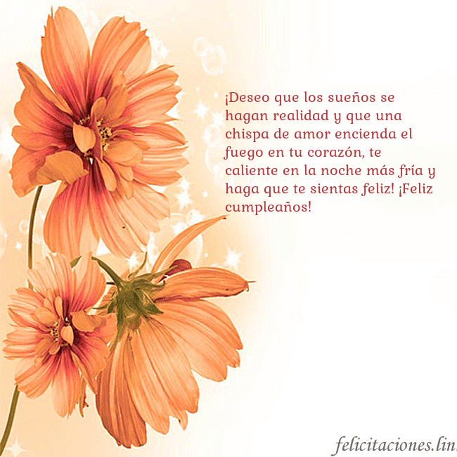 Tarjeta con flores naranjas ¡Deseo que los sueños se hagan realidad y que una Tarjeta con flores naranjas