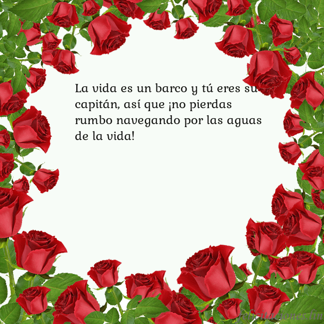Tarjeta con con muchas rosas La vida es un barco y tú eres su capitán, así que Tarjeta con con muchas rosas