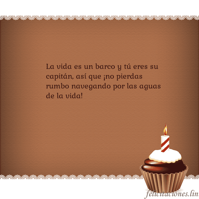 Tarjetas de cumpleaños con cupcake y vela La vida es un barco y tú eres su capitán, así que Tarjetas de cumpleaños con cupcake y vela