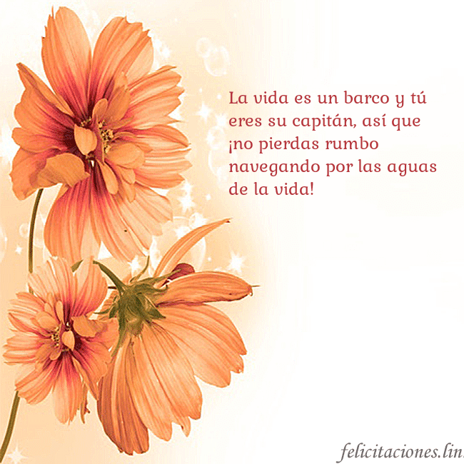 Tarjeta con flores naranjas La vida es un barco y tú eres su capitán, así que Tarjeta con flores naranjas