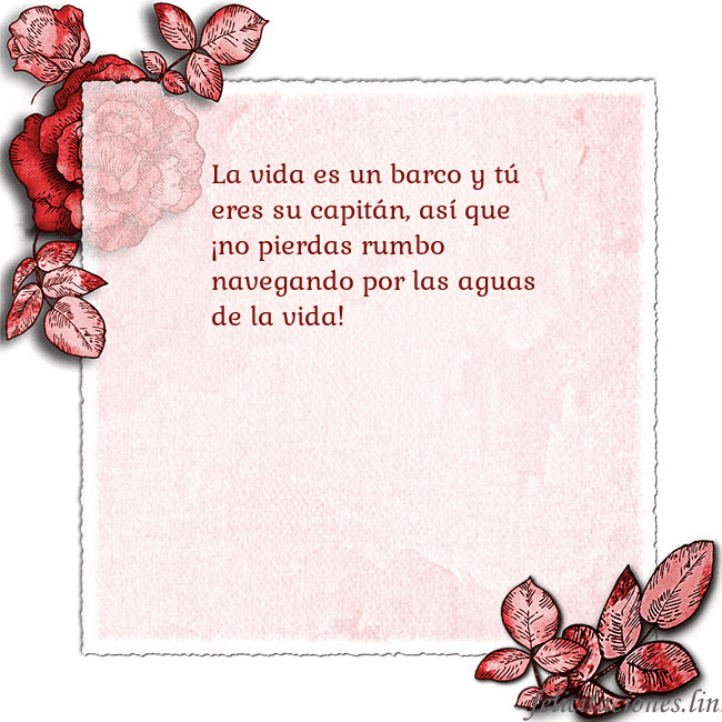 Tarjeta de cumpleaños vintage con rosas rojas La vida es un barco y tú eres su capitán, así que  Tarjeta de cumpleaños vintage con rosas rojas