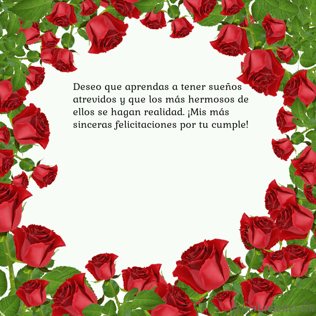 Tarjeta con con muchas rosas Deseo que aprendas a tener sueños atrevidos y que Tarjeta con con muchas rosas