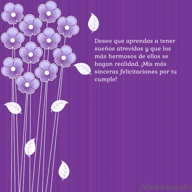 Tarjeta con flores violetas Deseo que aprendas a tener sueños atrevidos y que  Tarjeta con flores violetas