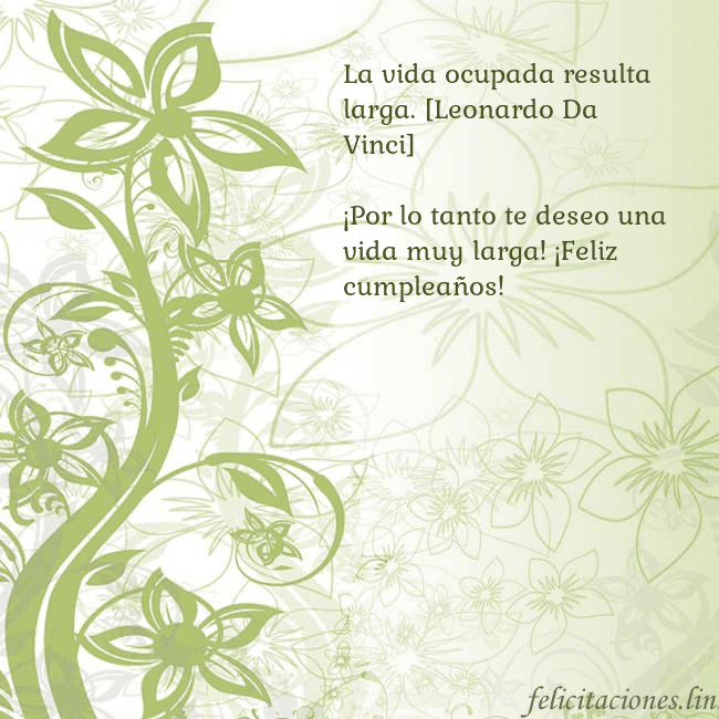 Tarjeta de cumpleaños con flores pintadas de verde