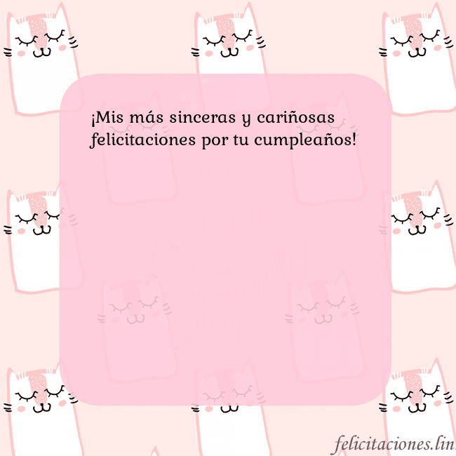 Tarjeta de cumpleaños rosa con gatos divertidos