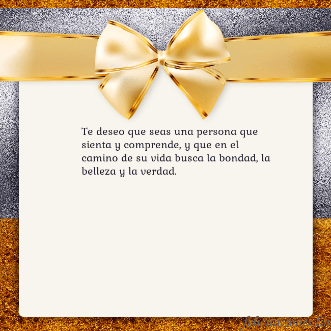 Tarjeta con una gran cinta dorada Te deseo que seas una persona que sienta y compren Tarjeta con una gran cinta dorada