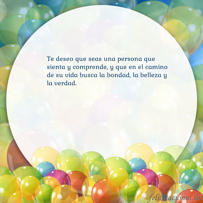 Tarjeta con muchos globos de colores Te deseo que seas una persona que sienta y compren Tarjeta con muchos globos de colores