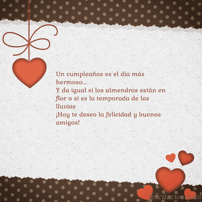 Tarjeta con corazones Un cumpleaños es el día más hermoso...
Y da igual Tarjeta con corazones