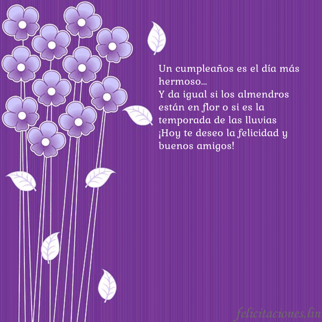 Tarjeta con flores violetas Un cumpleaños es el día más hermoso...
Y da igual Tarjeta con flores violetas