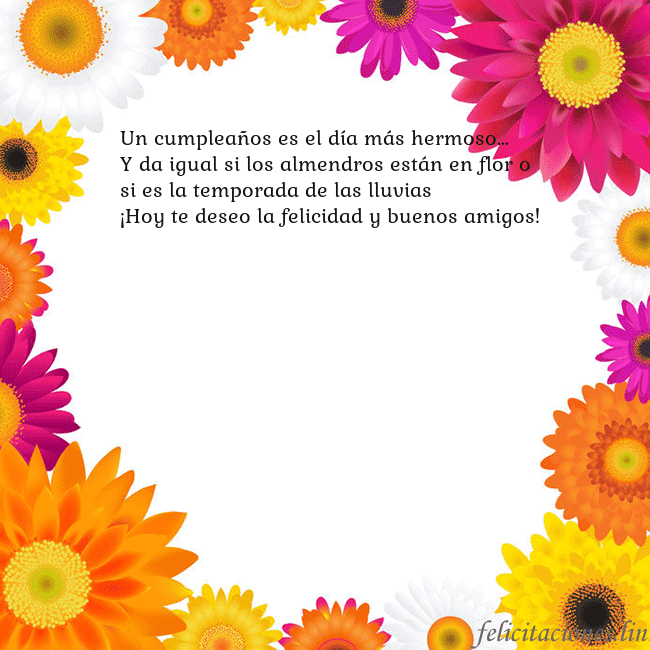 Tarjeta con flores de colores Un cumpleaños es el día más hermoso...
Y da igual Tarjeta con flores de colores